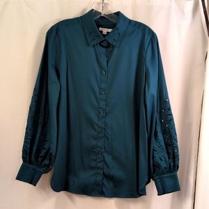 Chico's brand women's long sleeve blouse with detail size 1.5 or 10